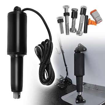 15057-001 Trim Tab Actuator Short Replacement Actuator, 2 1/4" Stroke with 5/16 Hardware 101XDS 12V, 10 7/8" Actuator Overall Length with 6ft Cable, Black