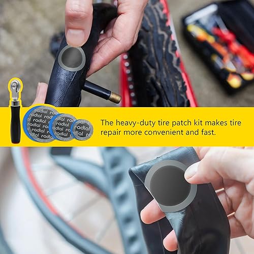 Miniatura 6 de Kit de reparación de neumáticos de 91 piezas, kit de reparación de pinchazos de neumáticos con rodillo de parche de neumáticos, kit de parches de