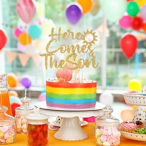 Miniatura 2 de Here Comes The Son - Decoración para pastel de baby shower con temática de sol - Welcome Little Sunshine, decoración de fiesta de baby shower con