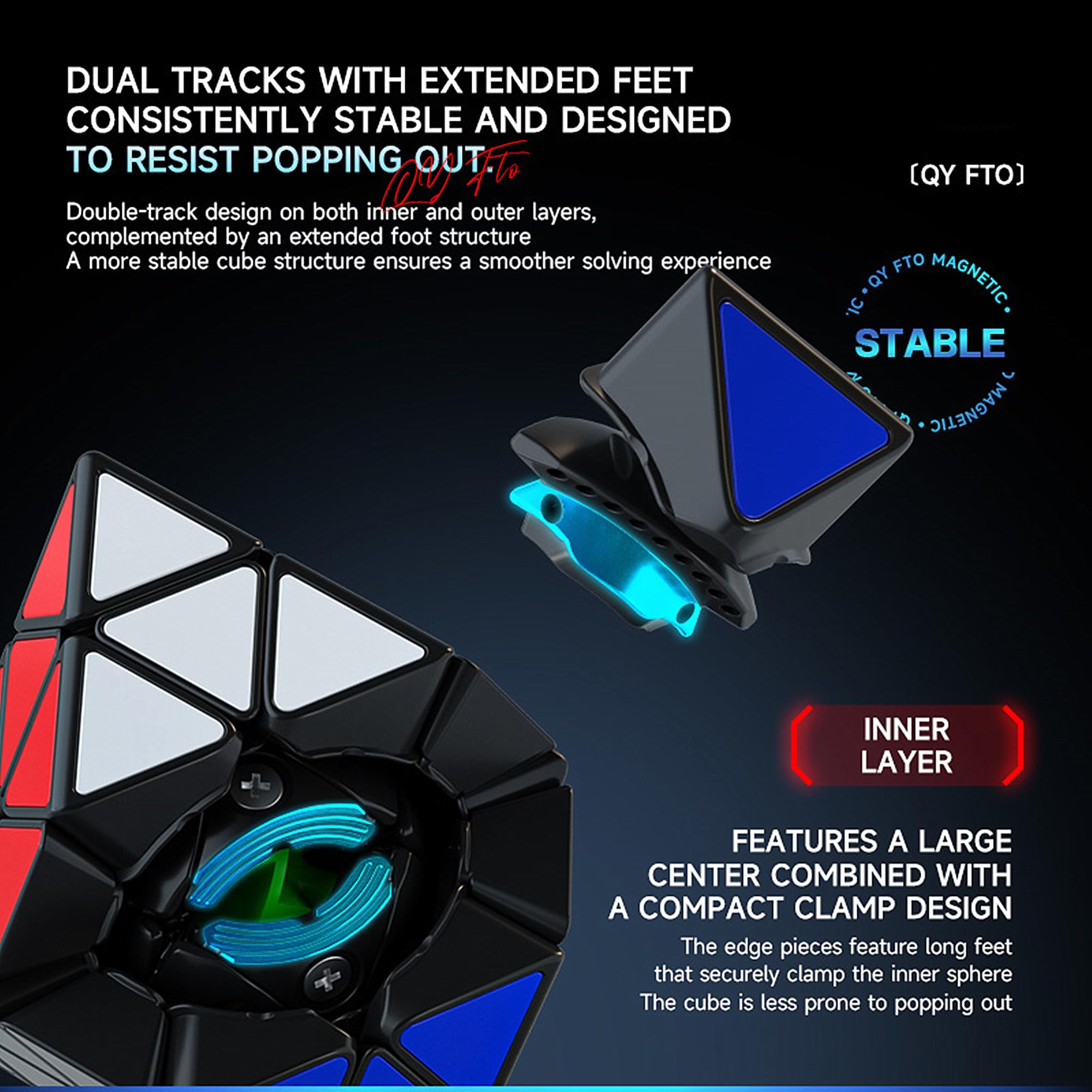 QY Toys FTO Face Turning Octahedron Speed Cube Magnetic, Wersja bez naklejek Magnetyczna