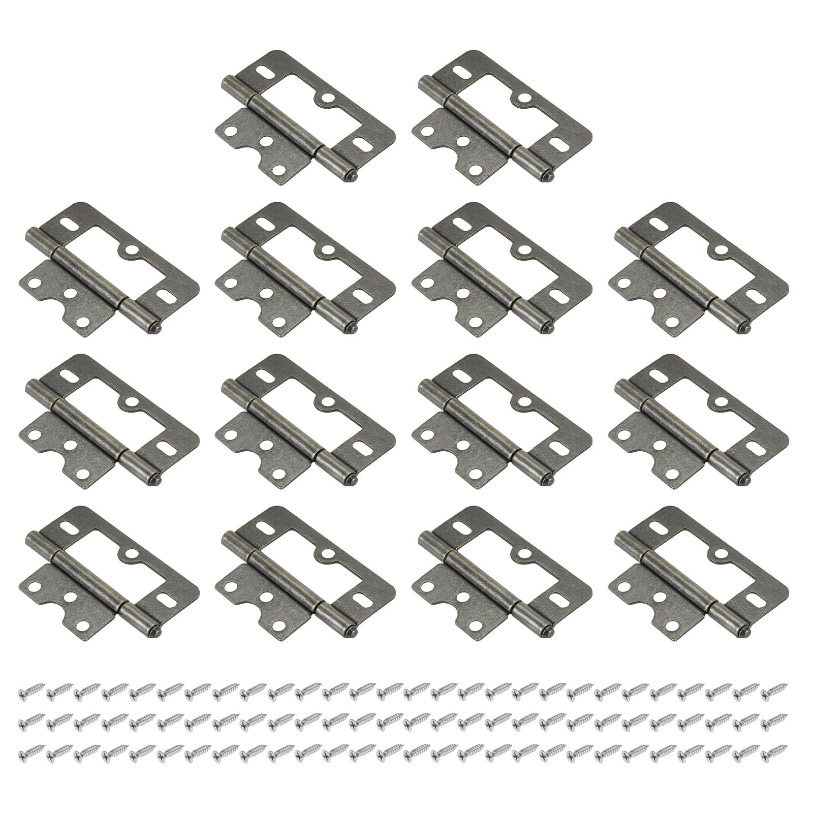 sourcing map 14Pcs 76 x 35mm Non Mortise Butterfly Hinge, Removable Loose Pin Hinge, Iron Cabinet Hinges with Mounting Screws for Doors, Windows, Furniture, Mobile Home/RV, Japanese Bronze