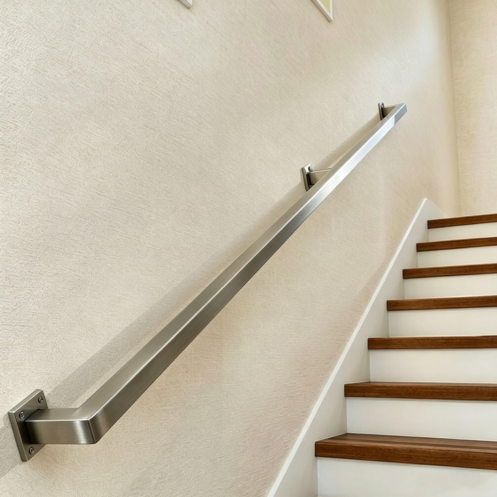 Junvstor 1-20ft Modern Stair Handrail, Stainless Steel Handrails for Stairs Staircase Banister, Wall Mounted Stair Hand Rail, Non-Slip Industrial Pipe Railing Grab Bar(8ft/240cm)
