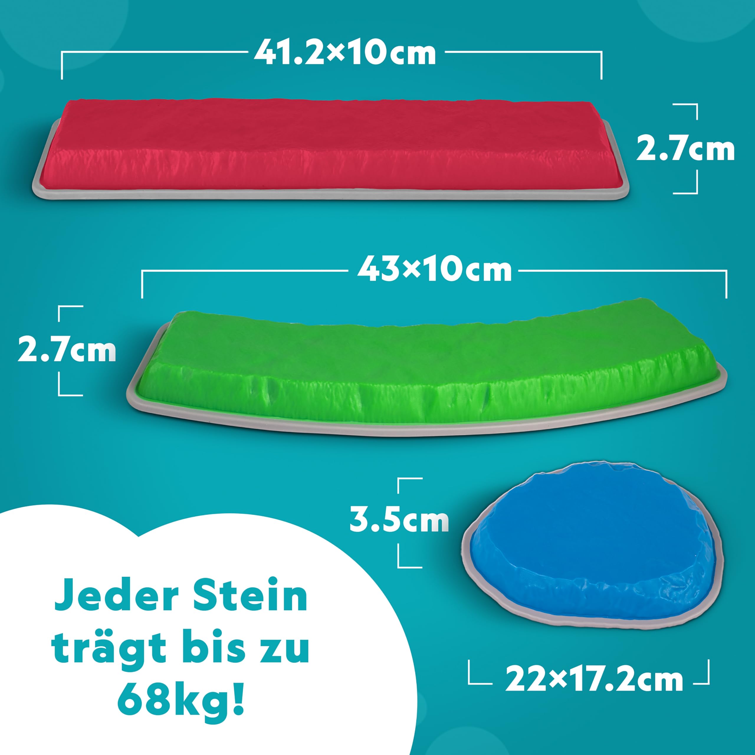 National Geographic Kids Balanciersteine & Balance-Balken – 12-teiliges Hindernisparcours-Set für Kinder ab 3 Jahren mit Schaumstoffwürfel, Play & Learn Karten & Rutschfester Gummibasis