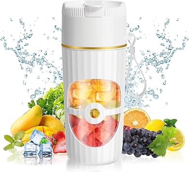 Glass USB-C Portable Blender - 8-Blade Cordless Smoothie Maker & Protein Mixer for Travel, Gym & Office -15oz/450ml White