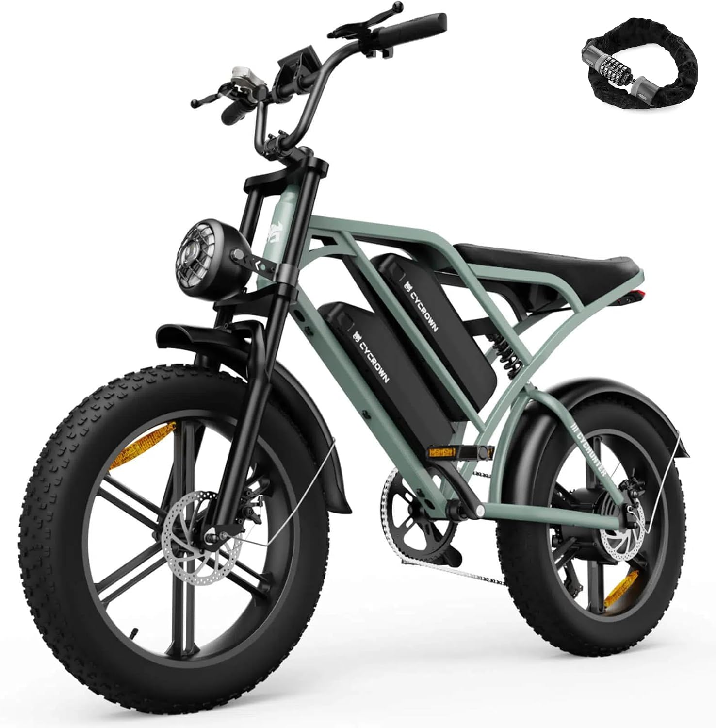 CycHunter Electric Bike for Adults, 48V 26Ah Dual Battery Moped Style Ebike, 1500W Peak Motor, 150 Miles PAS Range, 7 Speed Gearing, 28mph Electric Dirt Bike, Full Suspension Electric Bicycles
