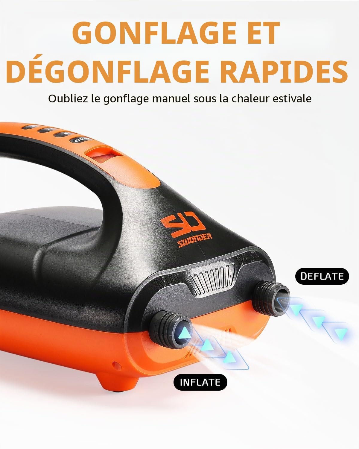 Swonder Pompe Électrique Numérique Haute Pression 20 PSI pour Paddle Gonflable, Kayak, Tente – Gonfleur Sup à Double Étape Intelligente avec Arrêt Automatique – Disponible en Deux Couleurs