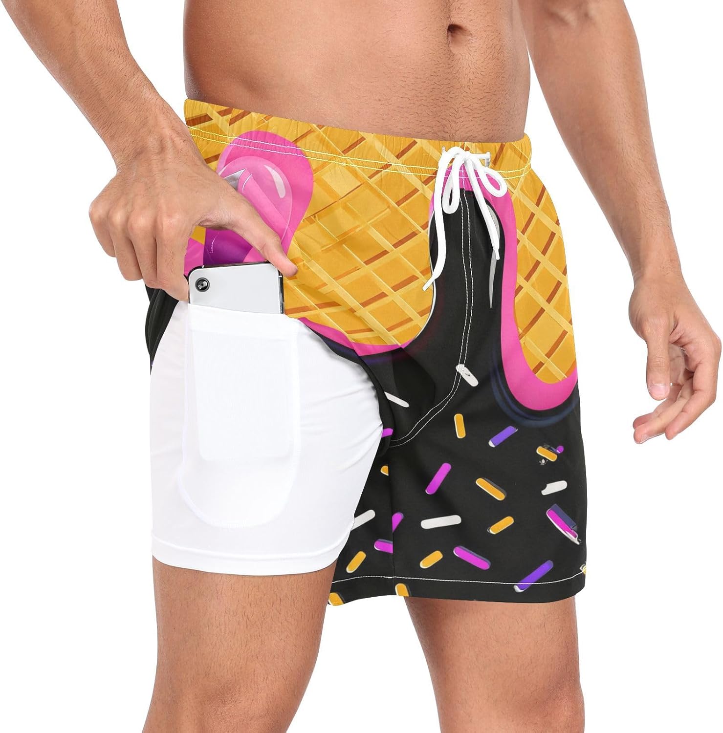 QUGRL Mens 2 in 1 Athletic Shorts with Pockets Quick Dry Running Shorts for Men Training Workout Gym Sports Outdoor