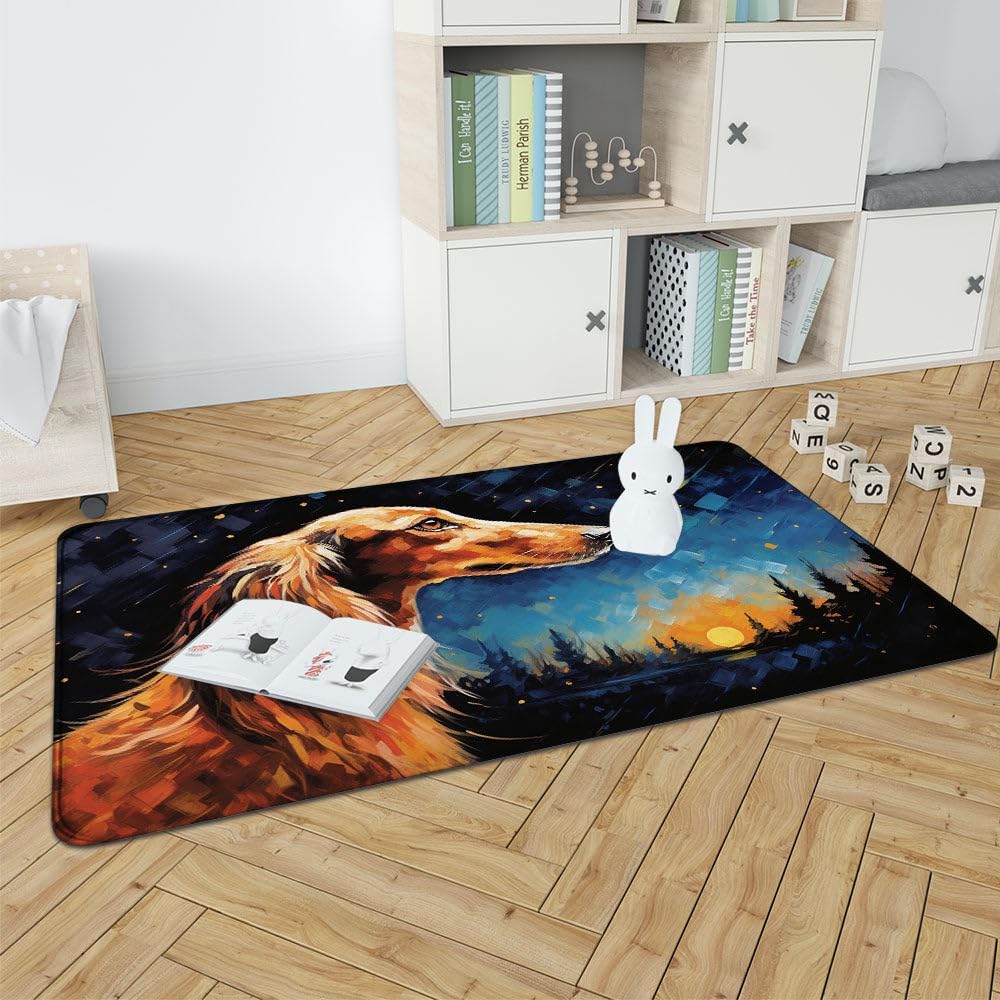 NVVQ Saluki Dog Rugs for Bedroom, Door Mats, Washable Rug 4x6 Feet Area Rug for Living Room, Bedroom for Christmas Home Decor for Bedside Nursery Kids Room College