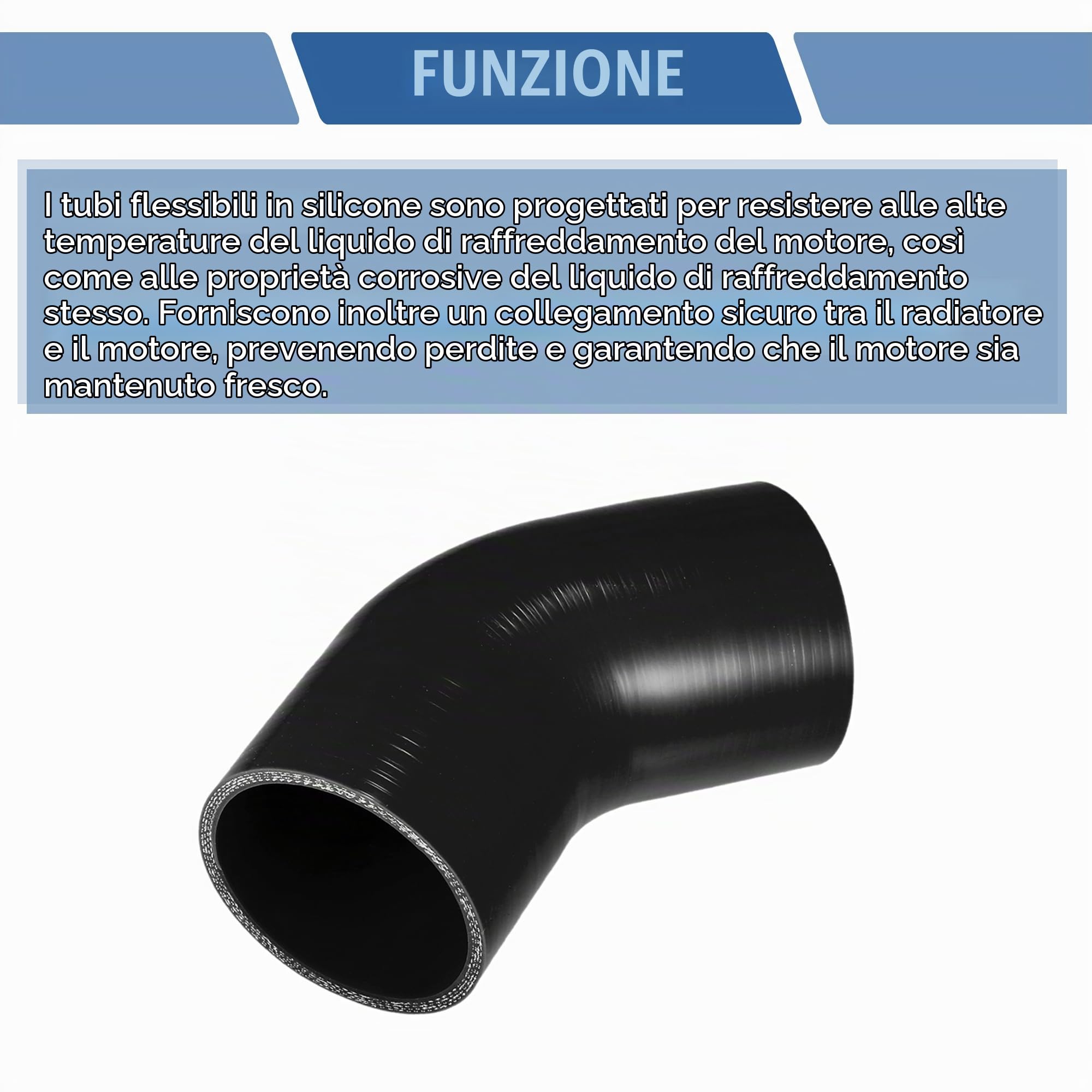 QUARKZMAN 1 Pz Tubo In Silicone Per Auto Nero 45 Gradi | Diam. Interno 80mm, Lung. 90mm, Spess. 5mm, Temp 300°C/-60°C, Press 1MPa, Per Raffreddamento, Olio, Freni, Antigelo, Aria