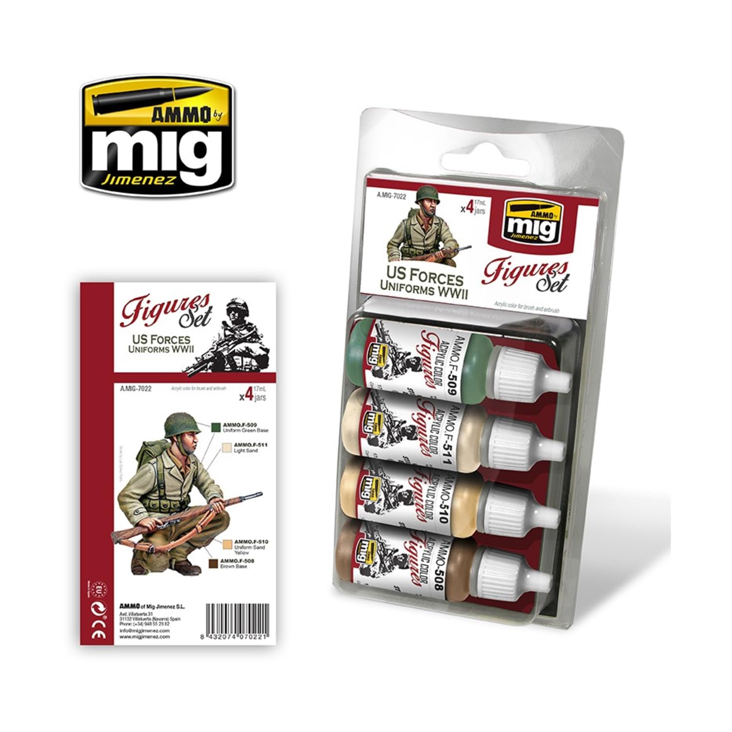 Mig Jimenez Brown Ammo Mig: Figures Set Us Force Uniforms Wwii (4X17ml)