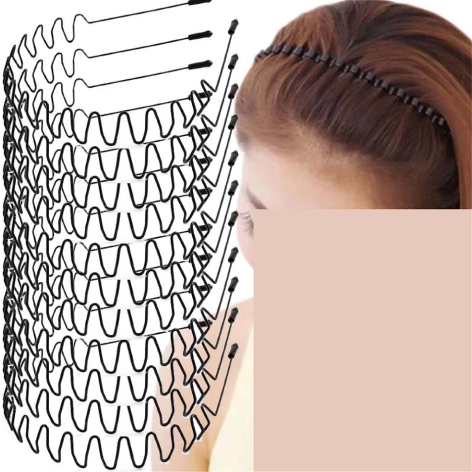 Fascia Capelli Donna Fasce for capelli elastiche in metallo nero 1/50 pezzi | Accessori for cerchi for capelli a molla unisex antiscivolo semplici for uomo donna fascia for capelli ondulata(30pcs)