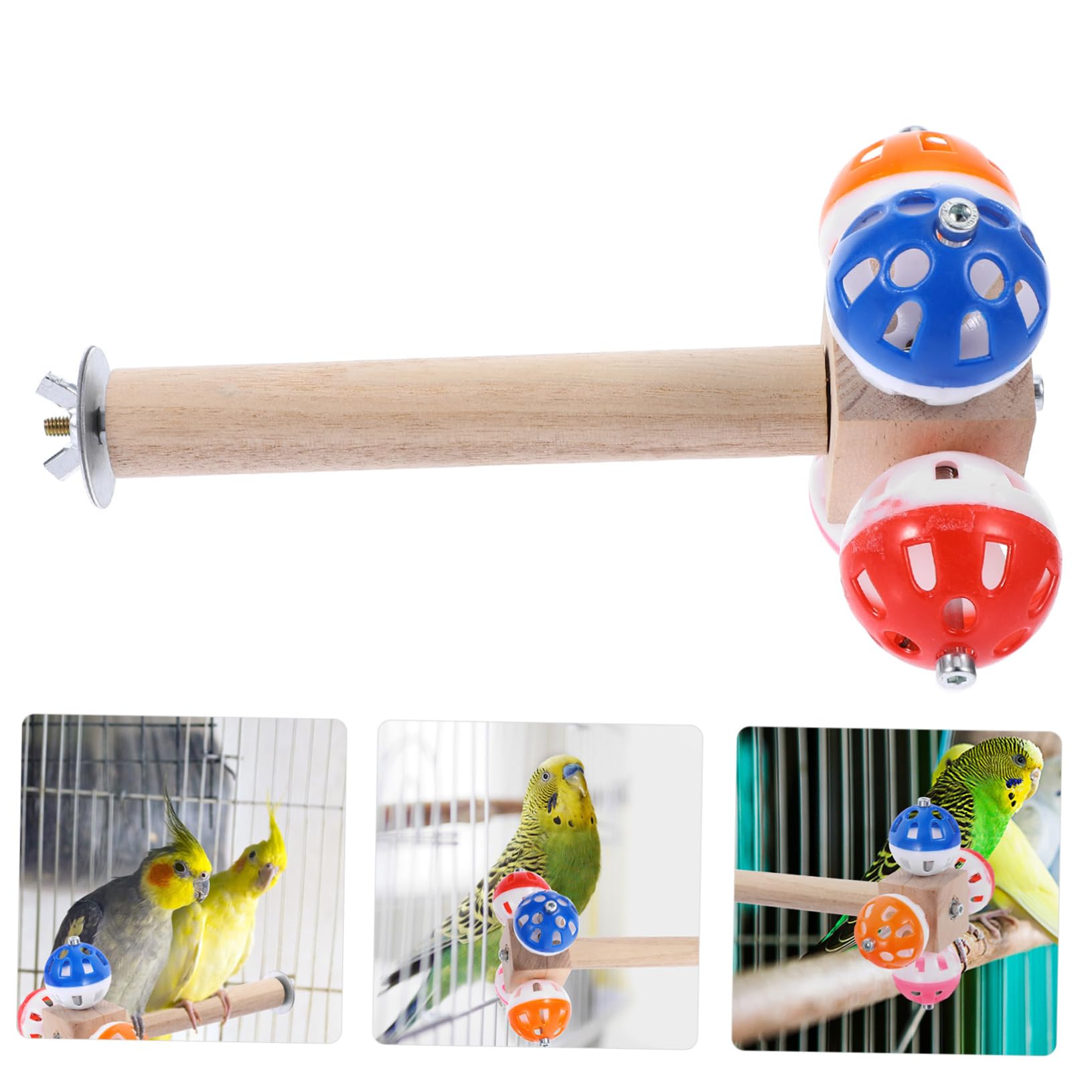 BESPORTBLE 5pezzi Supporto Per Uccelli Con Palla Rotante Legno Gioco Per Pappagalli e Parakeet Stazione Di Riposo Per Gabbie Giocattolo Masticabile Per Uccelli Con Facile Installazione