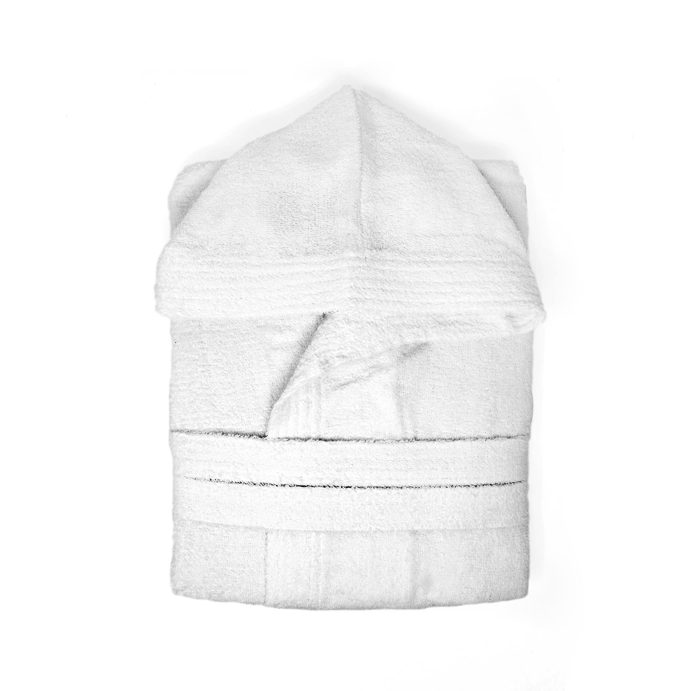 LEBENGOOD Kinder Bademantel für Jungen, Mädchen & Teenager, 100%, Baumwolle, Frottee, kinder, 400gr, mit Kapuze, leichtfrottee flauschig, babyhandtuch (14, Blanco)