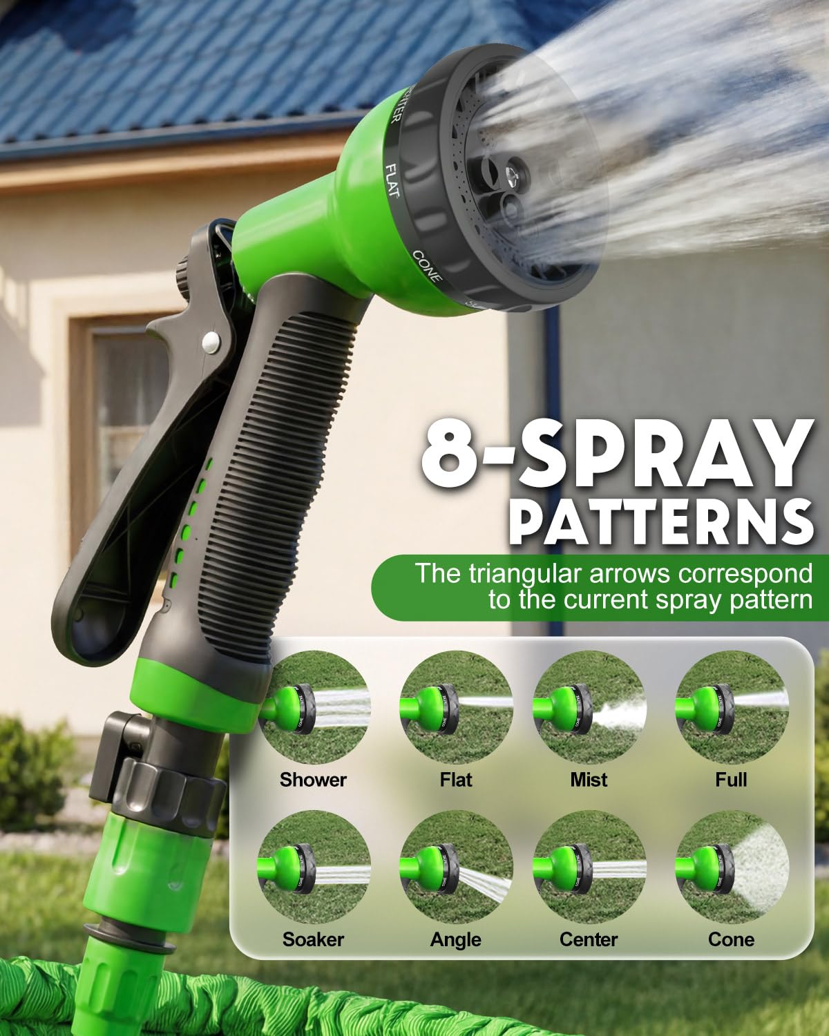 Evviee 100FT Expandable Garden Hose,Garden Hose Pipe with 3/4", 1/2" Fittings, Leakproof with 8 Function Flexible Hose Pipe, Anti-Leakage Latex Core Hosepipe (30M) - 5