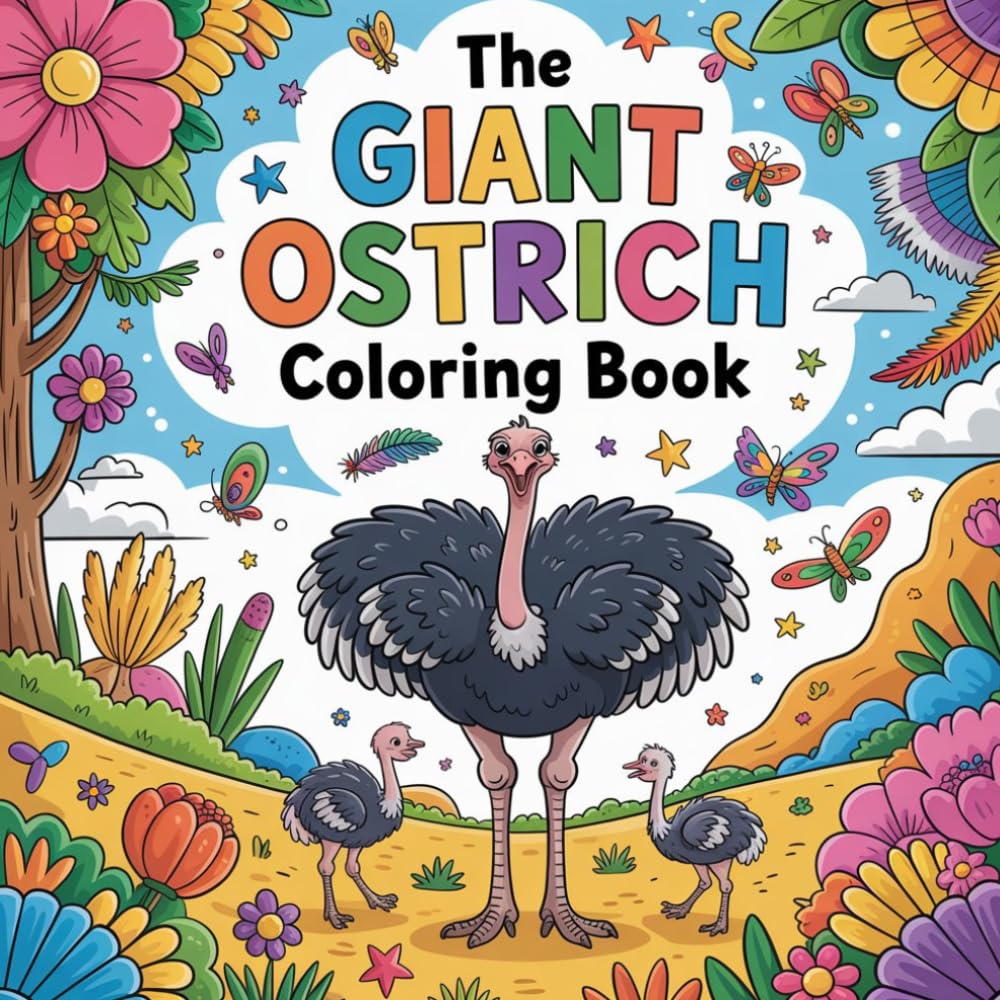 The Giant Ostrich Coloring Book: ostrich giant bird relaxation women coloring book, ostrich african wildlife stress relief kids book, ostrich big ... safari animal relaxation adults color book