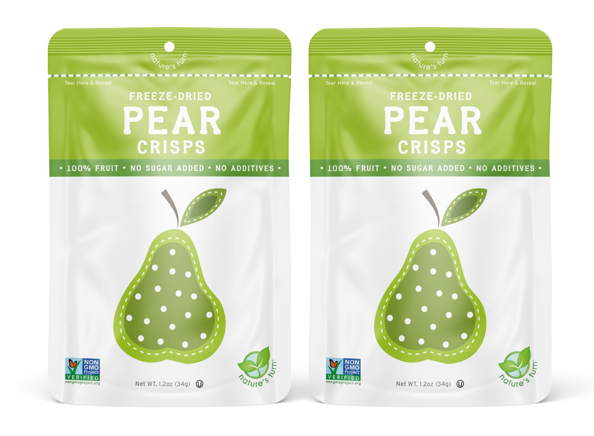 Nature’s Turn Freeze-Dried Fruit Snacks, Pear Crisps, Pack of 2 (1.2 oz Each)