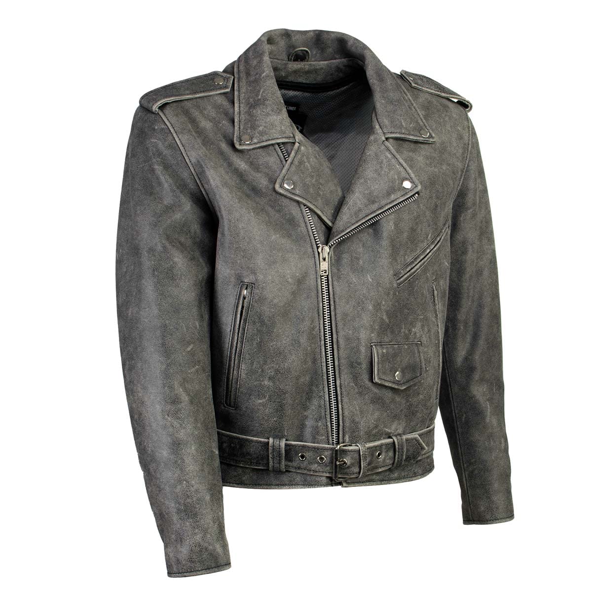 Milwaukee Leather LKM17001 Men's Classic Distressed Gray Motorcycle Leather Riders Jacket