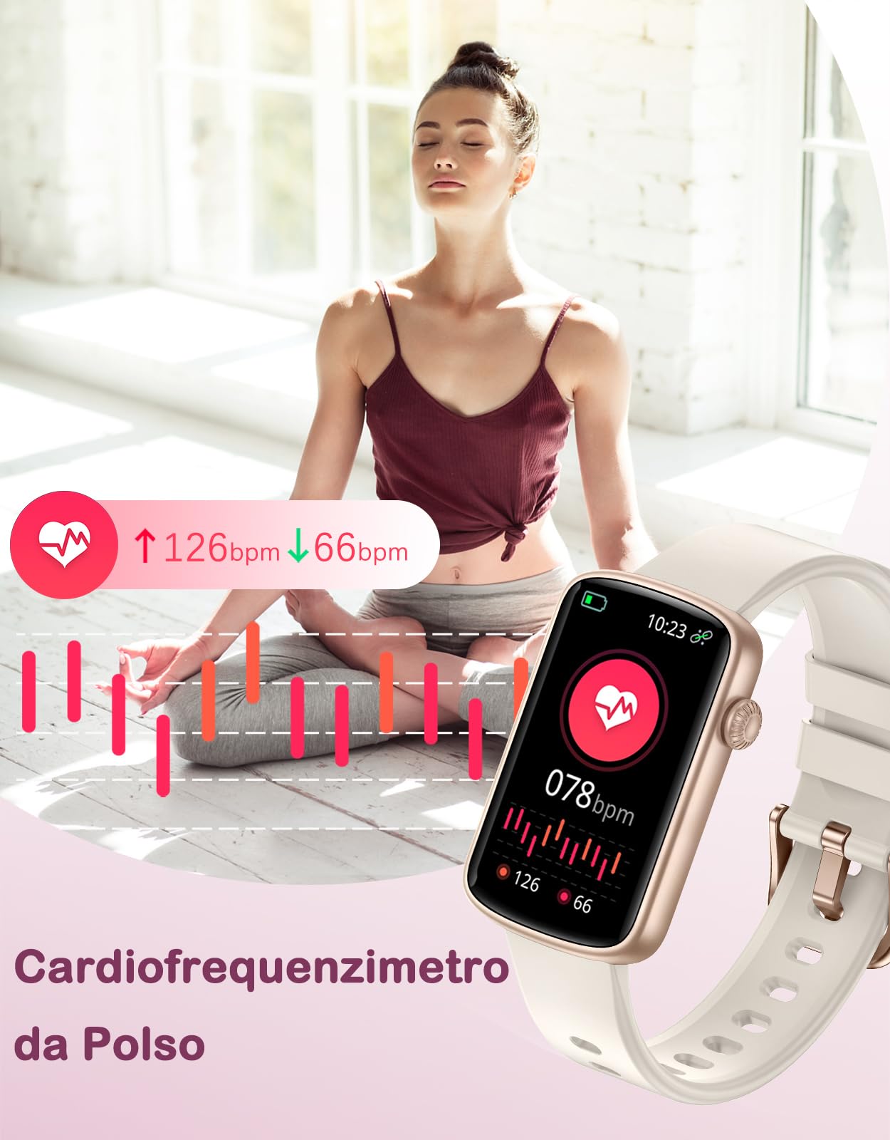 Smartwatch Donna Piccolo Elegante Orologio Fitness Display AMOLED Contapassi Cardiofrequenzimetro SpO2 Ciclo Mestruale Sonno Notifiche Impermeabile 5ATM Idee Regalo Donna per Android iOS
