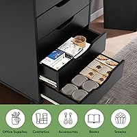 Vista 6 de TUSY Archivadores verticales con ruedas giratorias para oficina en casa, color negro