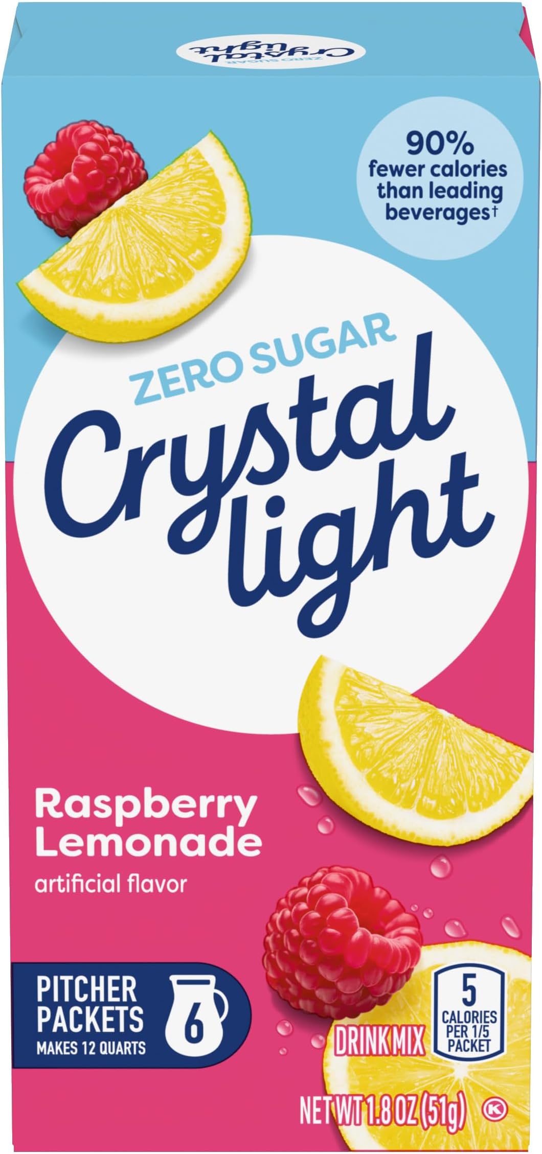 Drink Mix, 72 Pitcher Packets, for Flavorful Hydration and Shareable Refreshment, Artificially Flavored Raspberry Lemonade, Zero Sugar, Low Calorie, 1.8 oz each box