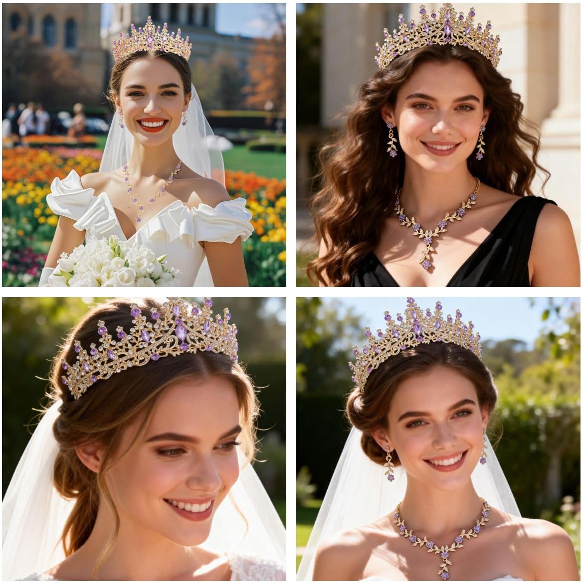 Kamirola Tiaras and Crowns for Women,Tiaras Earrings Necklace, Crystal Bridal Jewelry Set (TR48)