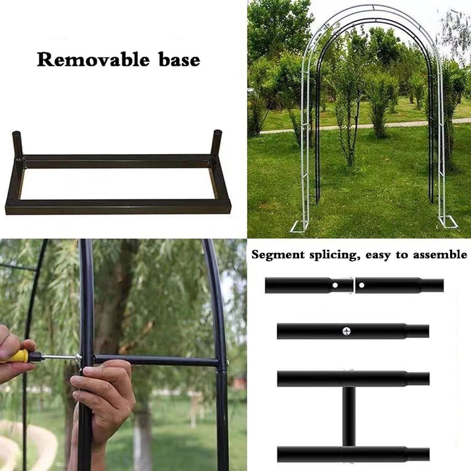 SYTH Flower Arch Metal Garden Arbor for Various Climbing Plant,Archway Trellis Arched Frame Tubular Arbour with Bases for Plants Support Roses Outdoor Lawn Backyard Wedding Bridal Party Decoration