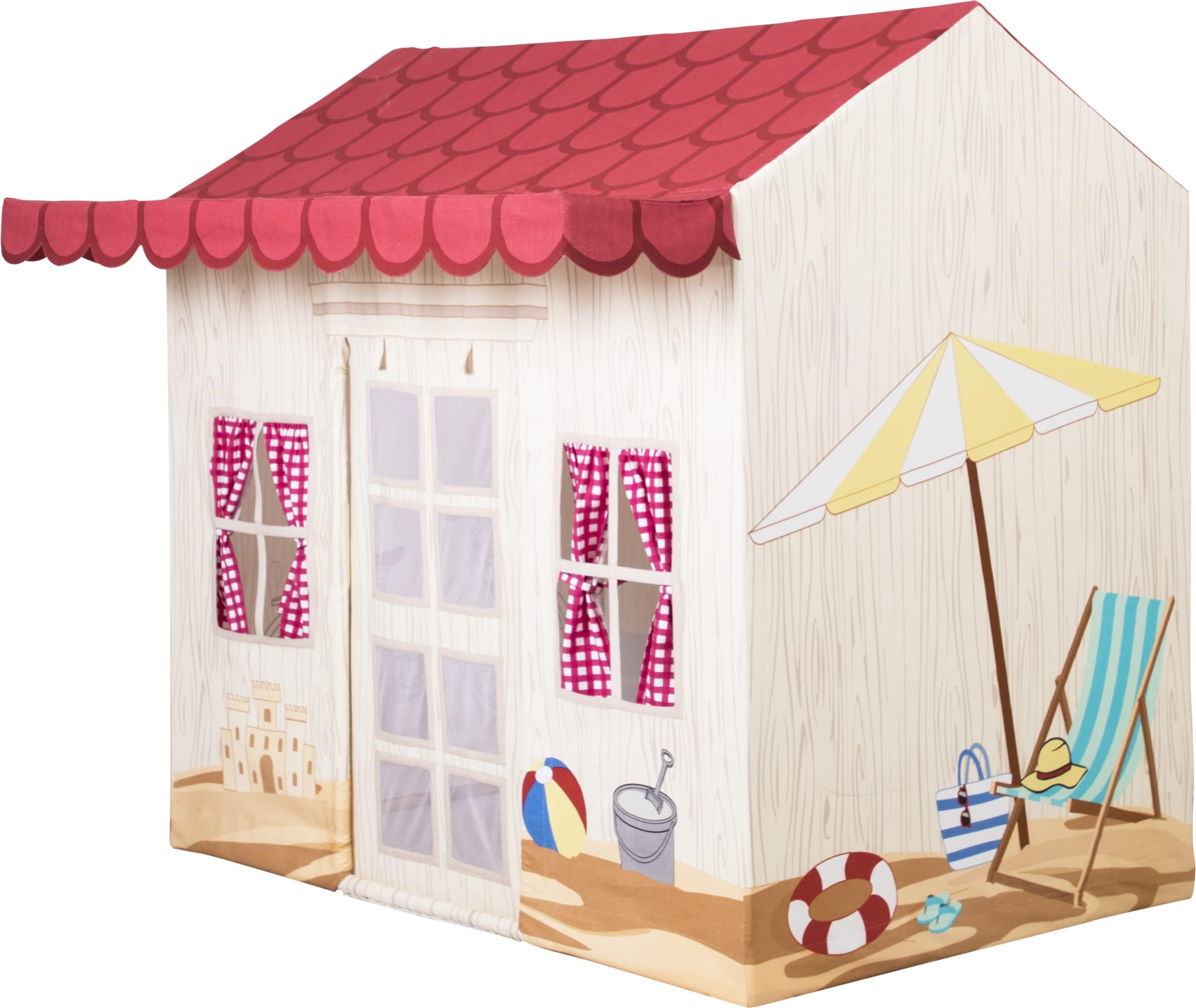 ROLE PLAY Kids Deluxe Beach House Playhouse, Premium Indoor & Outdoor Play Tent, 100% Cotton Canvas, Durable Steel Frame, Ages 3+