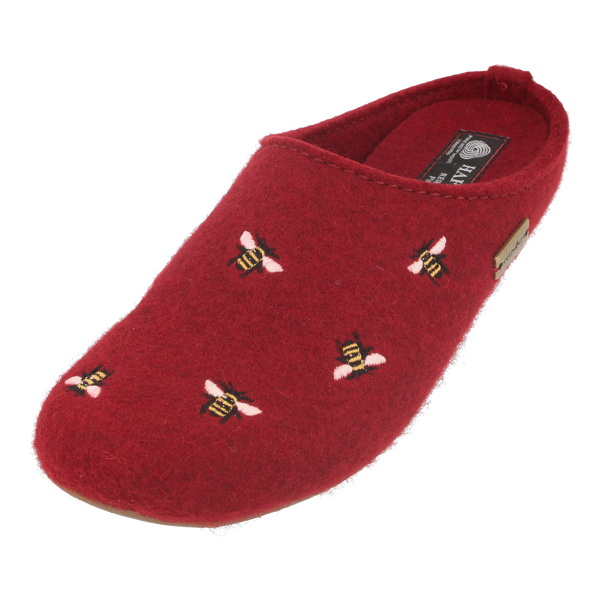 HAFLINGER Api Wool Felt Bee Motif Womens Slip On Mule Slippers Unisex