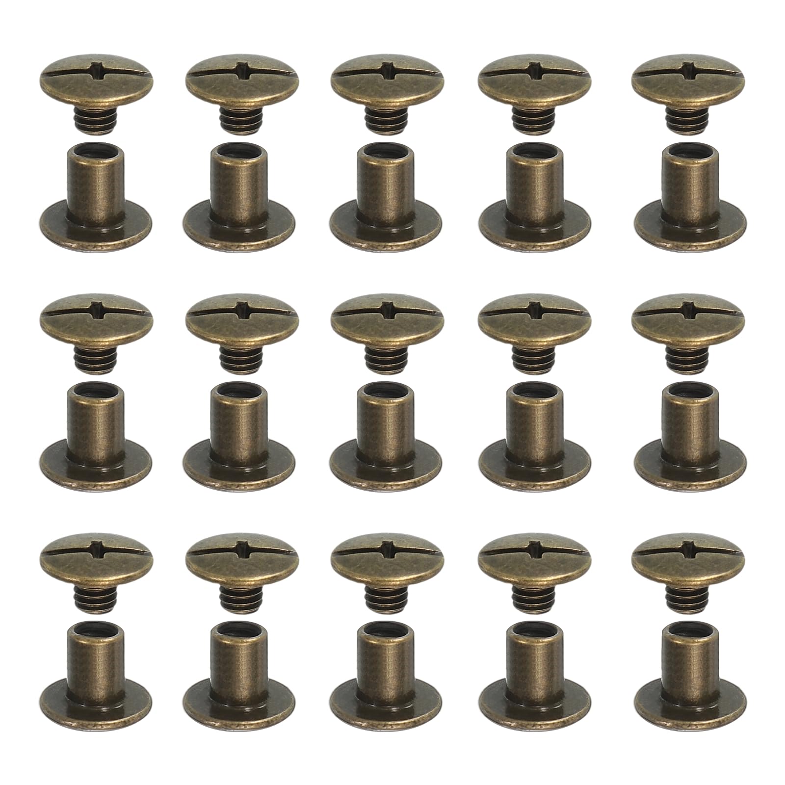 YELARXI Chicago Screws, Leather Rivets, Screw Rivets Phillips Binding Post - Fitting for (Leather Crafts - Belt - Bag - Bookbinding) M5 x 7 mm & 80 Pack & Bronze Tone