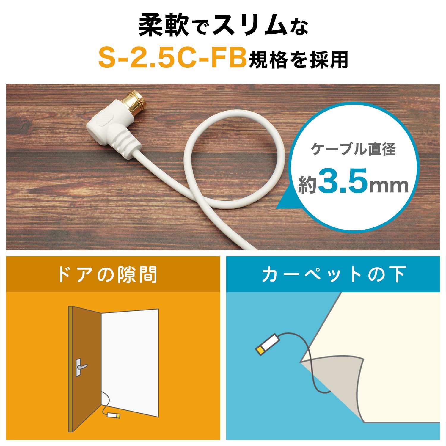 Amazon.co.jp: ホーリック 極細アンテナケーブル S-2.5C-FB同軸 1.5m