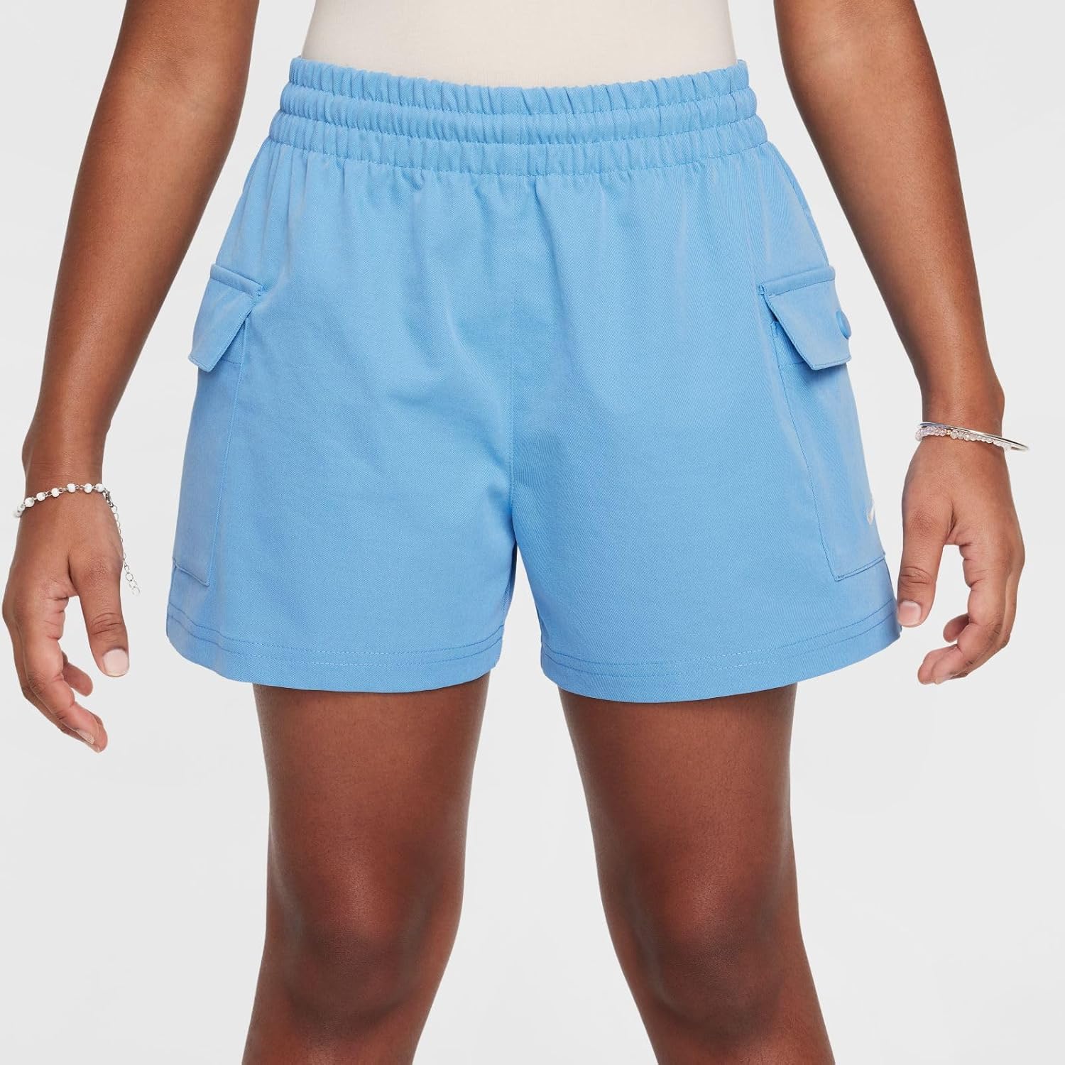 Nike Sportswear Girls' Woven Cargo Shorts (Blue Beyond/White, HF8178-489)