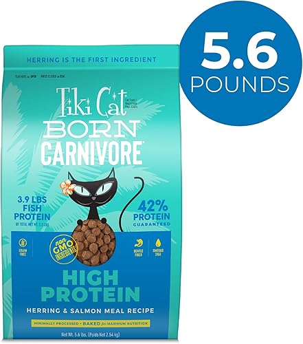 Miniatura 2 de Tiki Cat Born Carnivore - Alimento seco para gatos con alto contenido de proteínas, harina de arenque y salmón, bolsa de 5.6 libras