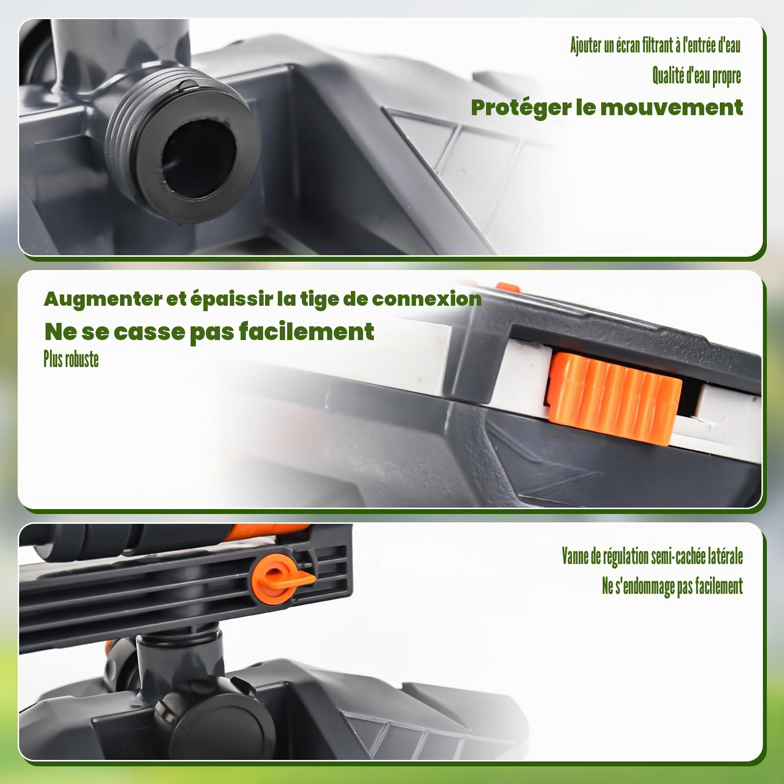 Arroseur de pelouse à 16 buses pour arrosage du jardin, 4 modes, oscillation automatique, arroseur carré pour l'irrigation, arroseur pour pelouses et surfaces, système d'irrigation, arroseur