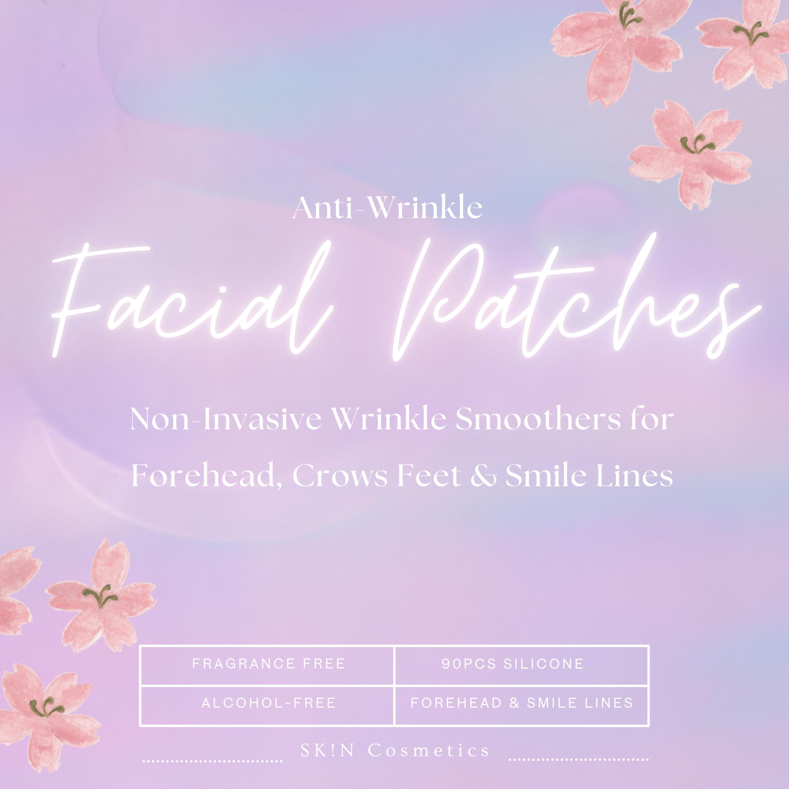 SK!N Cosmetics 90pcs Silicone Anti-Wrinkle Patches, Single-Use Face Patches for Forehead & Smile Lines, Fragrance-Free - Image 2