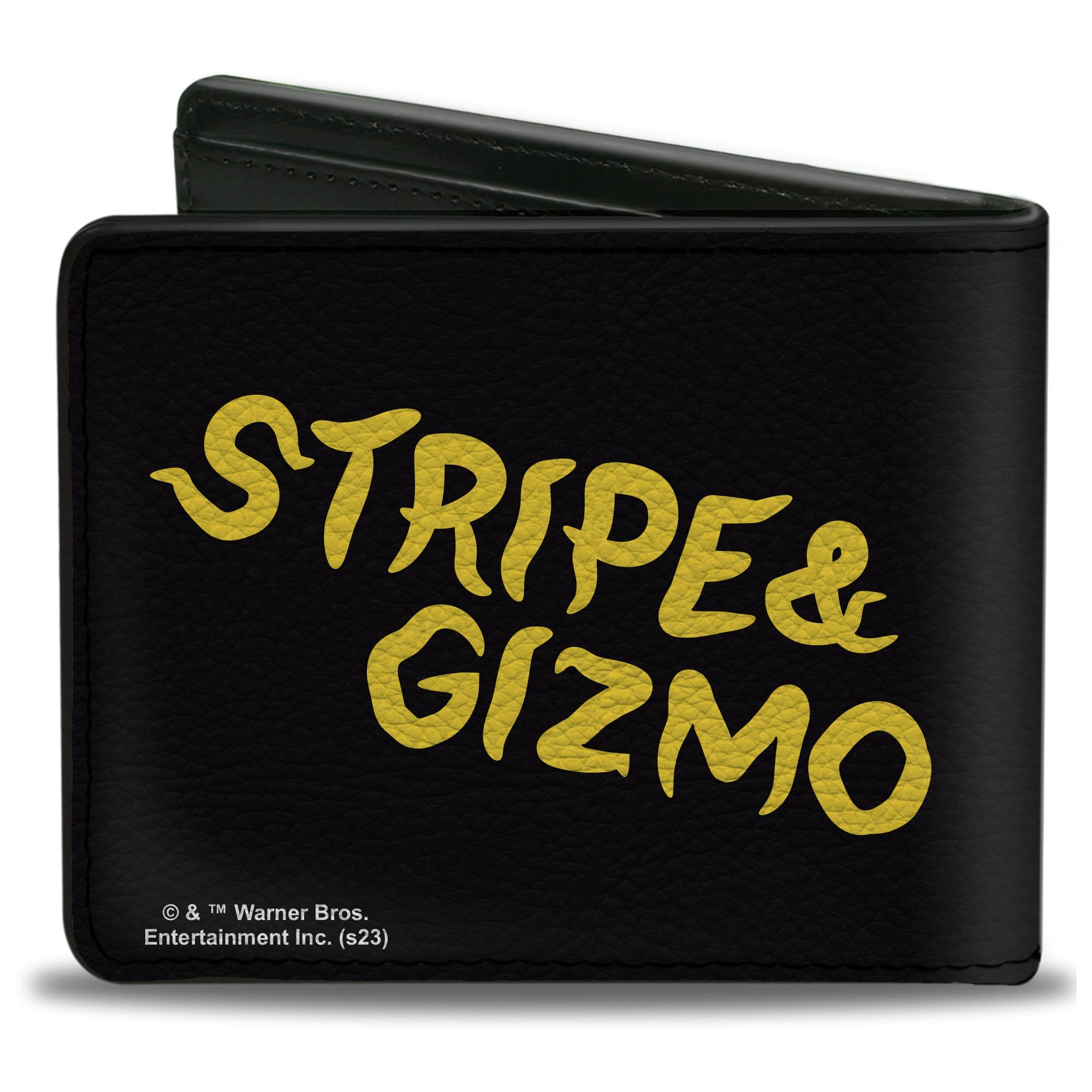 Horror Movies Wallet, Bifold, Gremlins Stripe and Gizmo Pose Black Yellow, Vegan Leather