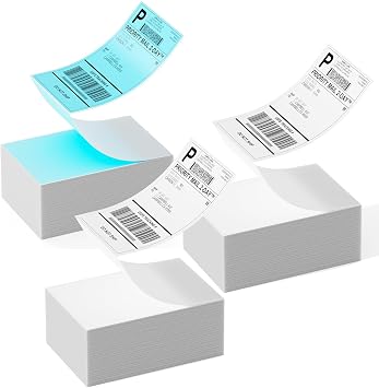Fanfold 4"x6" Direct Thermal Shipping Address Labels, 500 Labels/Stack Paper Label for Direct Thermal Printer MUNBYN, JADENS, BEEPRT, ASprink, Nelko, Phomemo, for UPS USPS