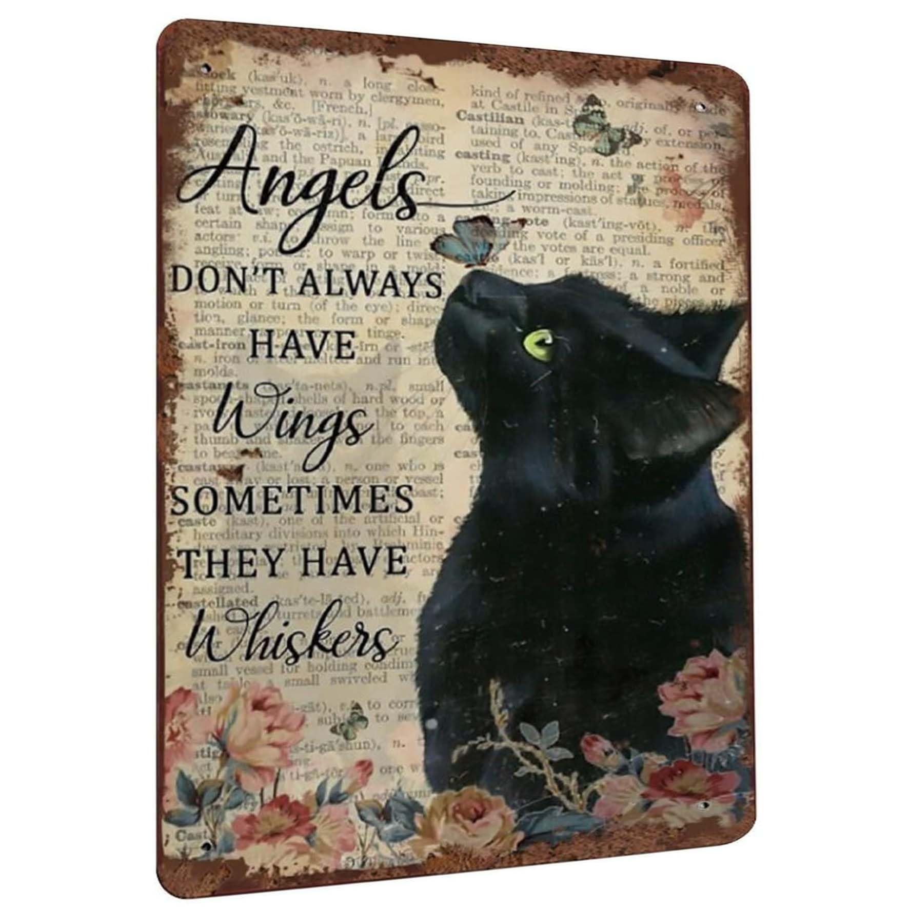 Angels Have Whiskers Cat Lover Tin Sign, 8x12 Inch