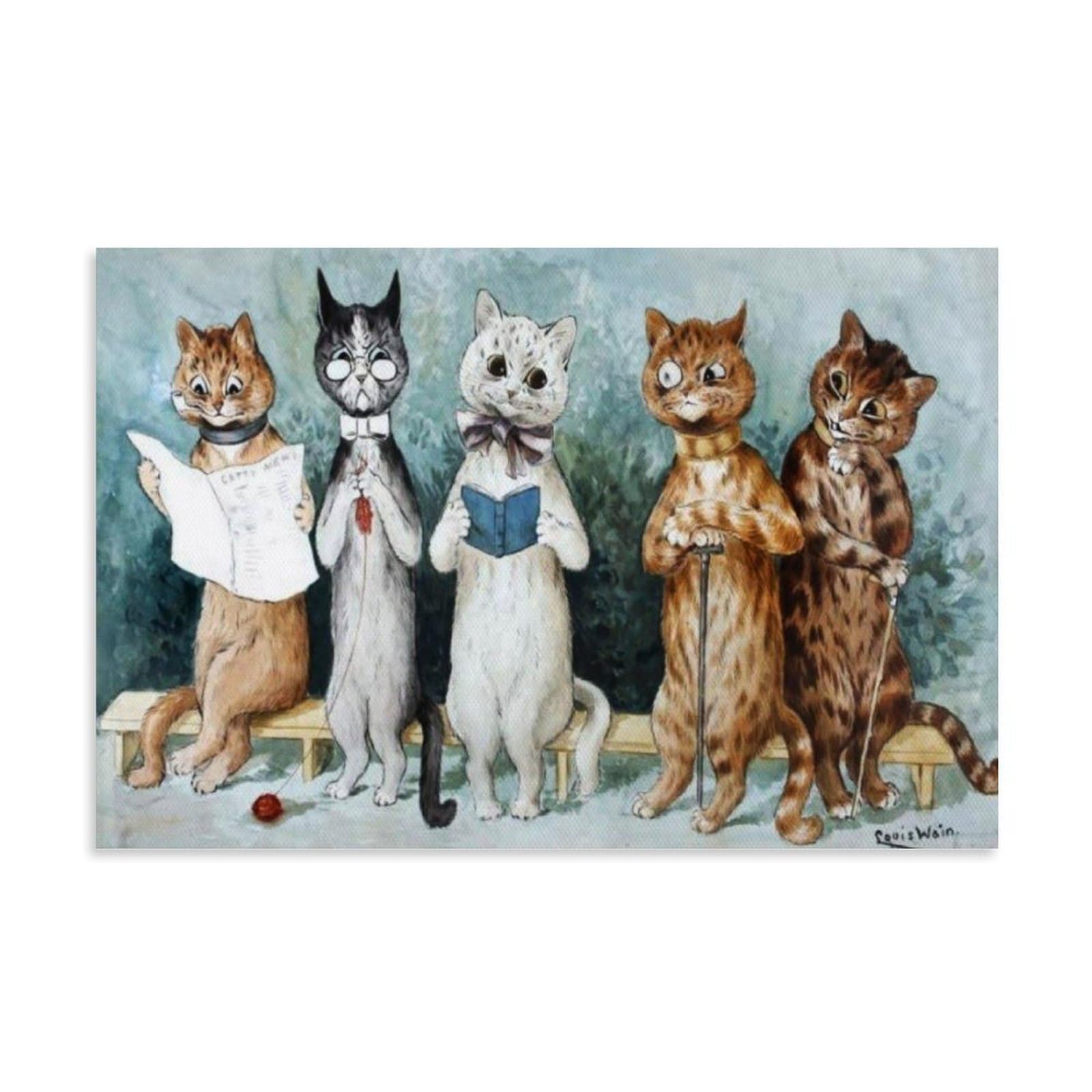 DuBom Louis Wain Painter Work（Cat Chat） poster Canvas Art And Wall Art Picture Print Modern Family Bedroom Decors 08x12inch(20x30cm)