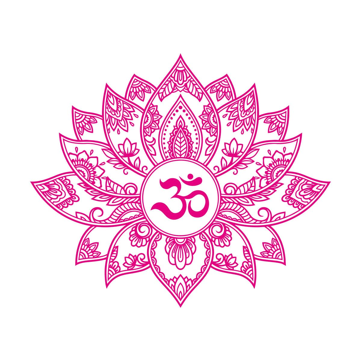 Wall Stickers Lotus Flower Buddhism Meditation Yoga Zen 54x64.8cm Self Adhesive Large Rosered