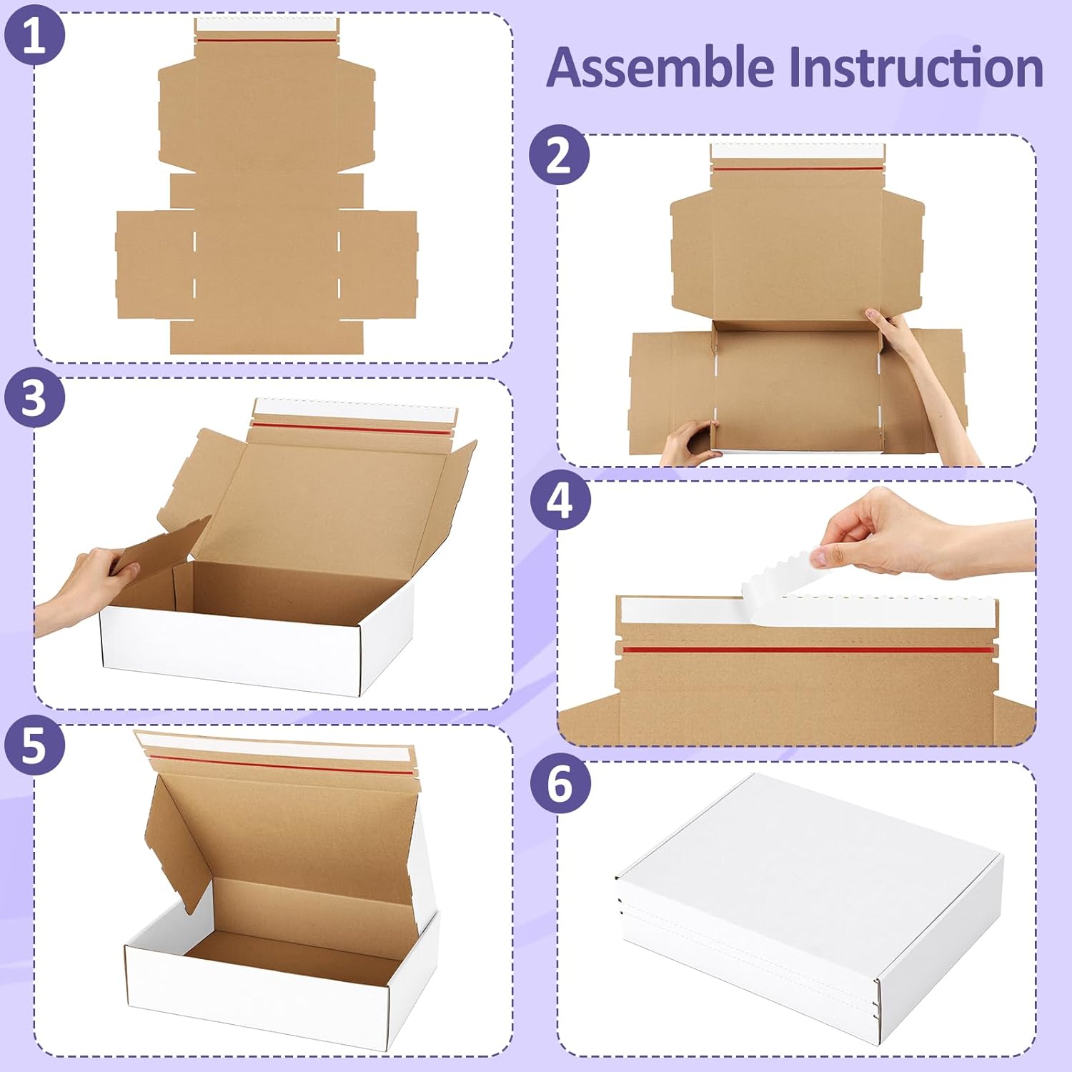Eupako 11x8x2 White Shipping Boxes Corrugated Box Mailers - 20 Pack Self Seal Cardboard Shipping Boxes for Small Business, Mailing