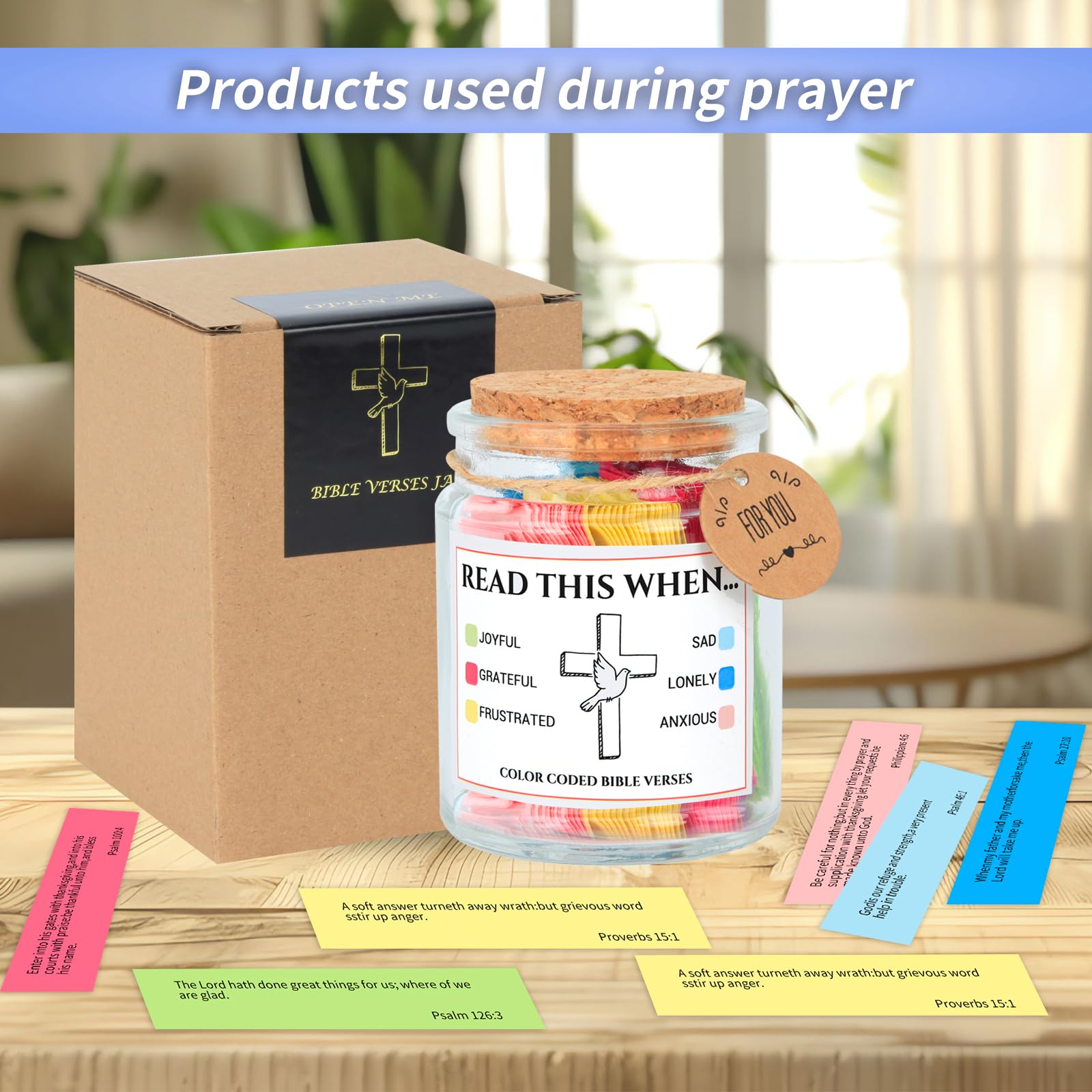 Bible Verse Jar for Women and Men, Scripture Prayer Jar for Emotions and Feelings, Christian Gifts for Mom, Grandma and Best Friend, Graduation Gifts for Her, Religious for Birthday