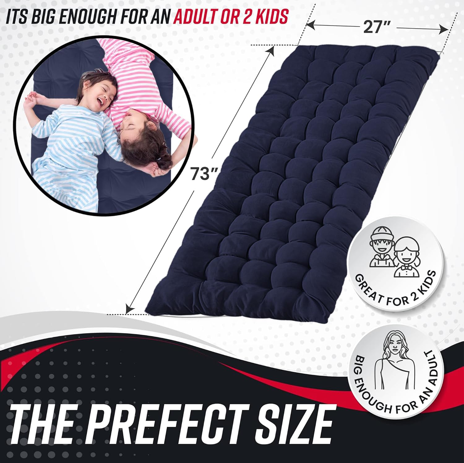 Vaygway Blue Outdoor Camping Cot Pads Mattress- Soft Comfortable Lightweight Thick Cotton Sleeping Cot- Portable Hiking, Traveling, Backpacking Waterproof Bottom Pad Mattress (Blue, 1 Pack)