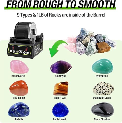 Miniatura 3 de Kit de vaso de roca de motor sin escobillas, grande de 2.5 libras profesional con motor de 3 velocidades y temporizador de 9 días, barril de goma,