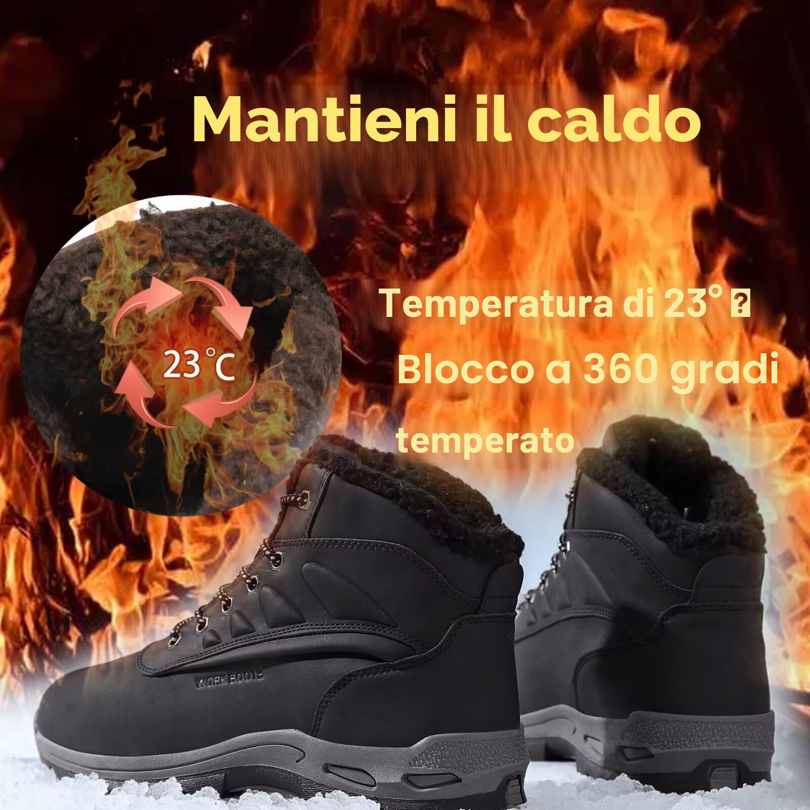 Stivali Invernali Uomo Scarpe da Neve Impermeabile Antiscivolo | Stivali da Neve Caldo Scarpe da Inverno Comode Trekking Boots Outdoor