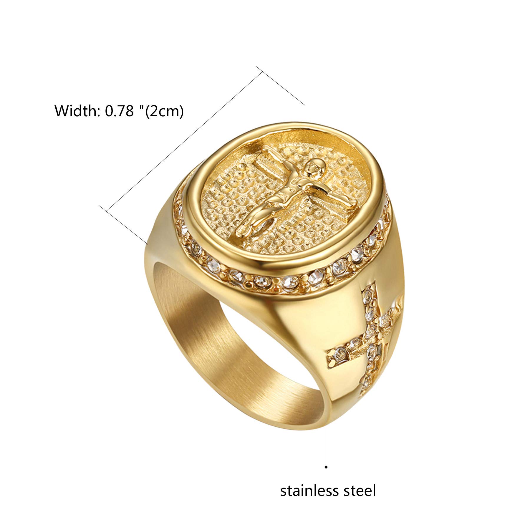 JewelryWe Anillo de hombre oración Jesu'Cruz de acero inoxidable color oro