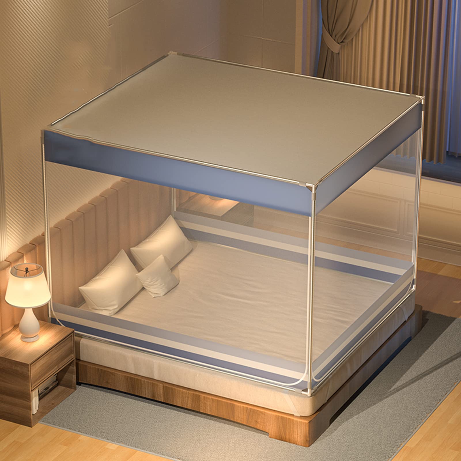 Grand baldaquin de lit en maille pour chambre parentale spacieuse