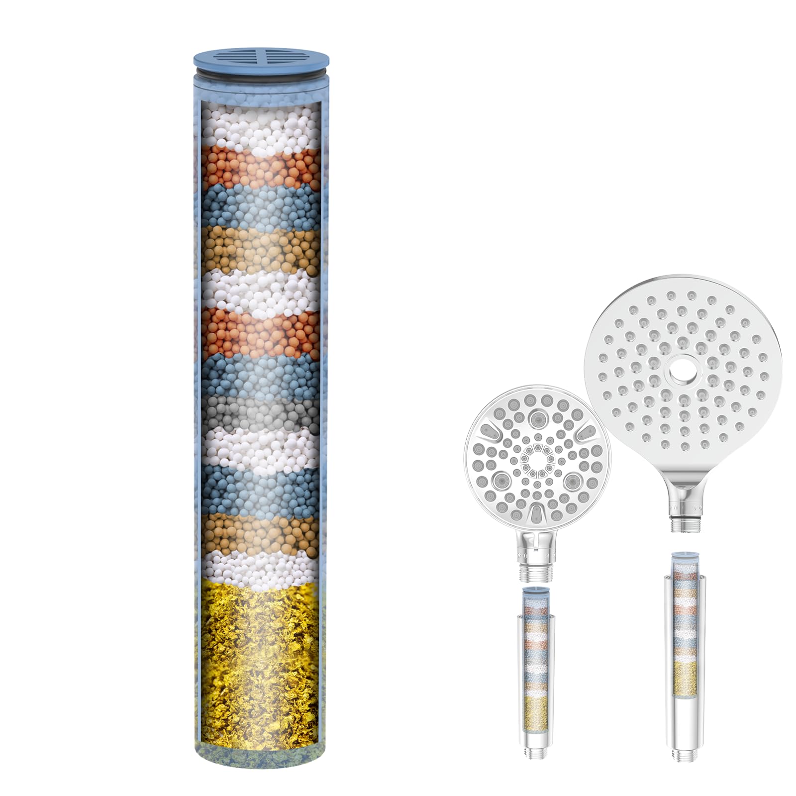 20-Stage Hard Water Shower Filter With 2 Replaceable Cartridges, High Output Multi-Stage Filter