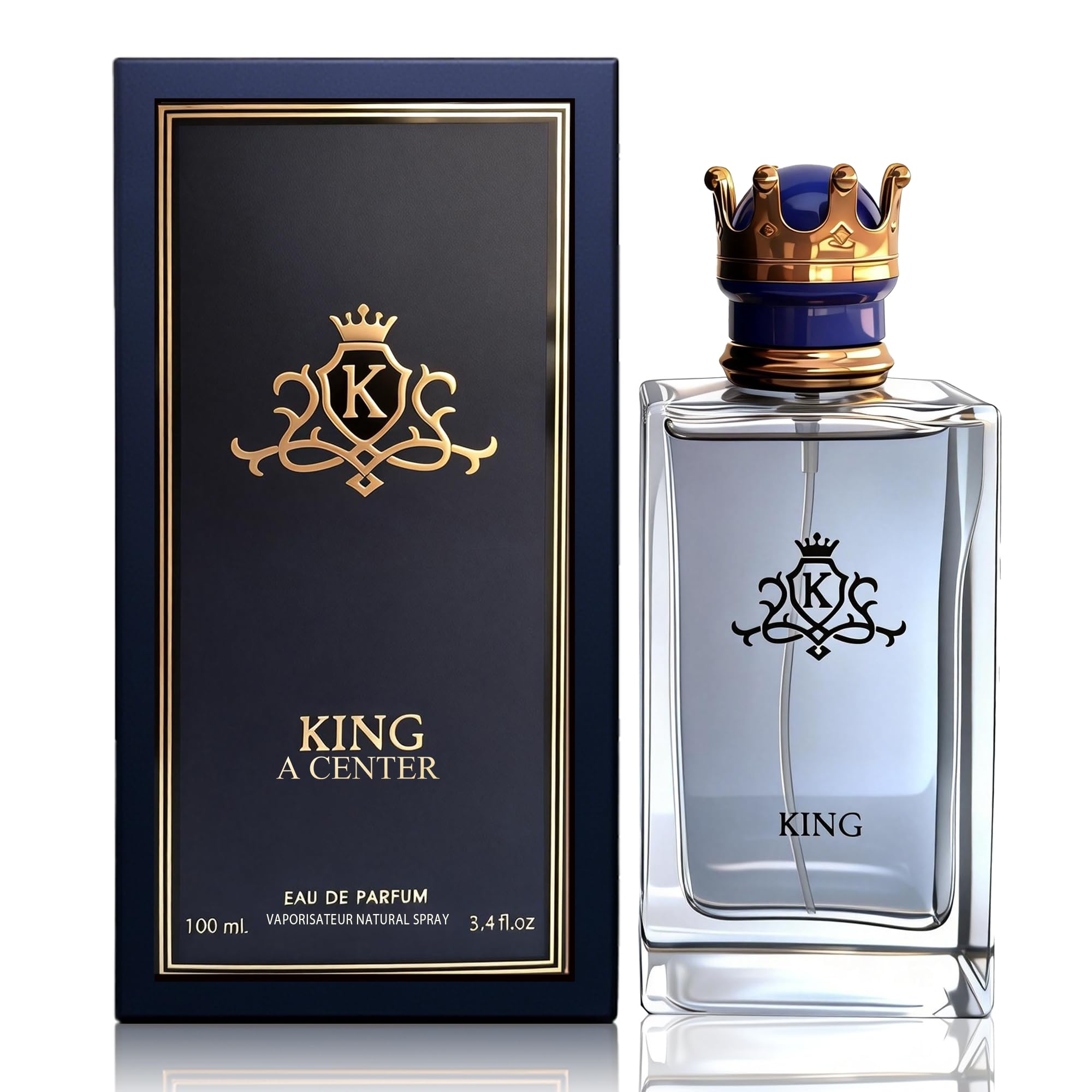 King Cologne for Men Natural Spray Perfume Classic Scent Eau De Toilette for Daily Use 3.4 Fluid Ounce