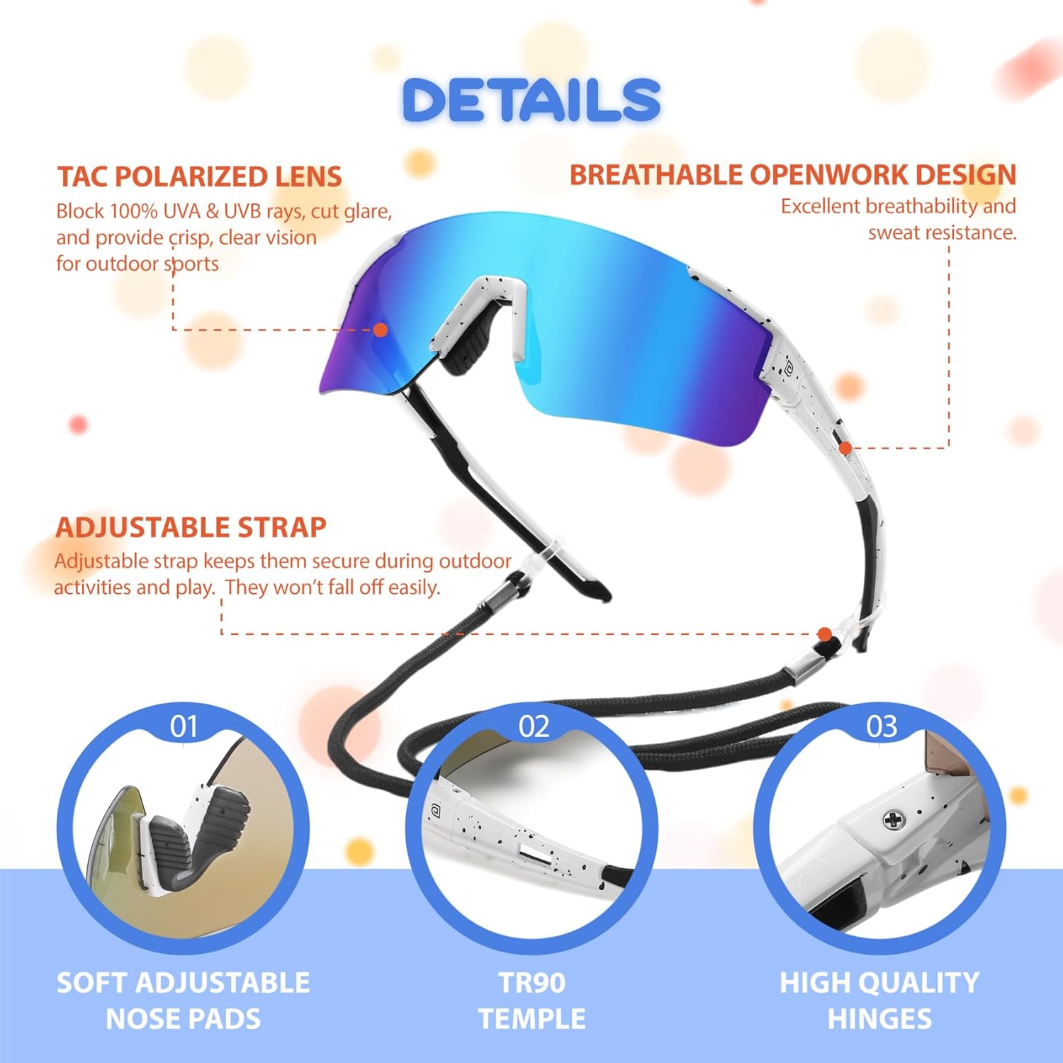 DUCO Baseball Sunglasses Polarized Cycling Glasses for Women Men UV400 Protection Sports Running Shades Softball Golf DC0069