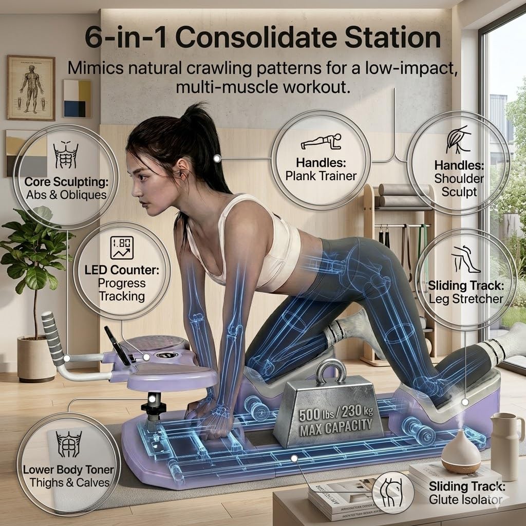 6 in 1 Wirbelsäulentrainer Spine Twist and Stretch Trainer 3-Fach Höhenverstellbar LED-Zähler, Pilates Reformer Für Zuhause 230 Kg Belastbarkeit Abnehmbar Ganzkörpertraining